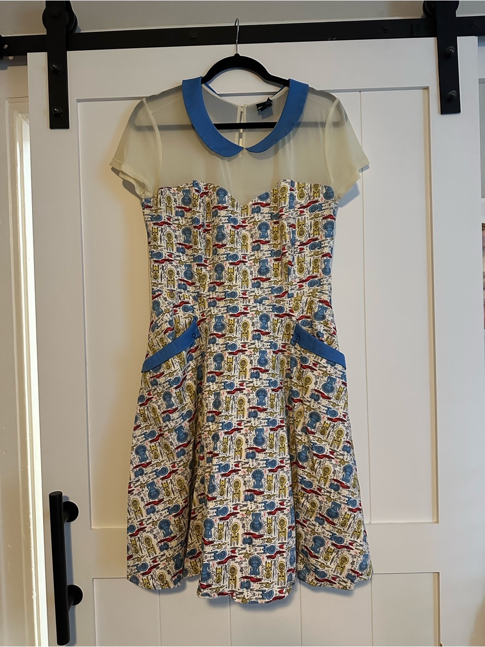 Her Universe Star Trek Ship Print Women’s 2X Blue Collar Sheer Yoke Dress